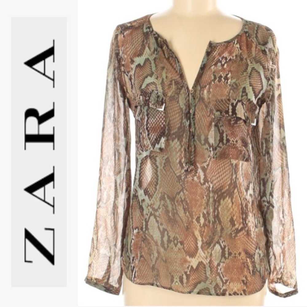 Zara Trafaluc Snake Print Blouse M EUC